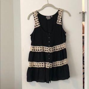 Anthropologie Black Crochet Top